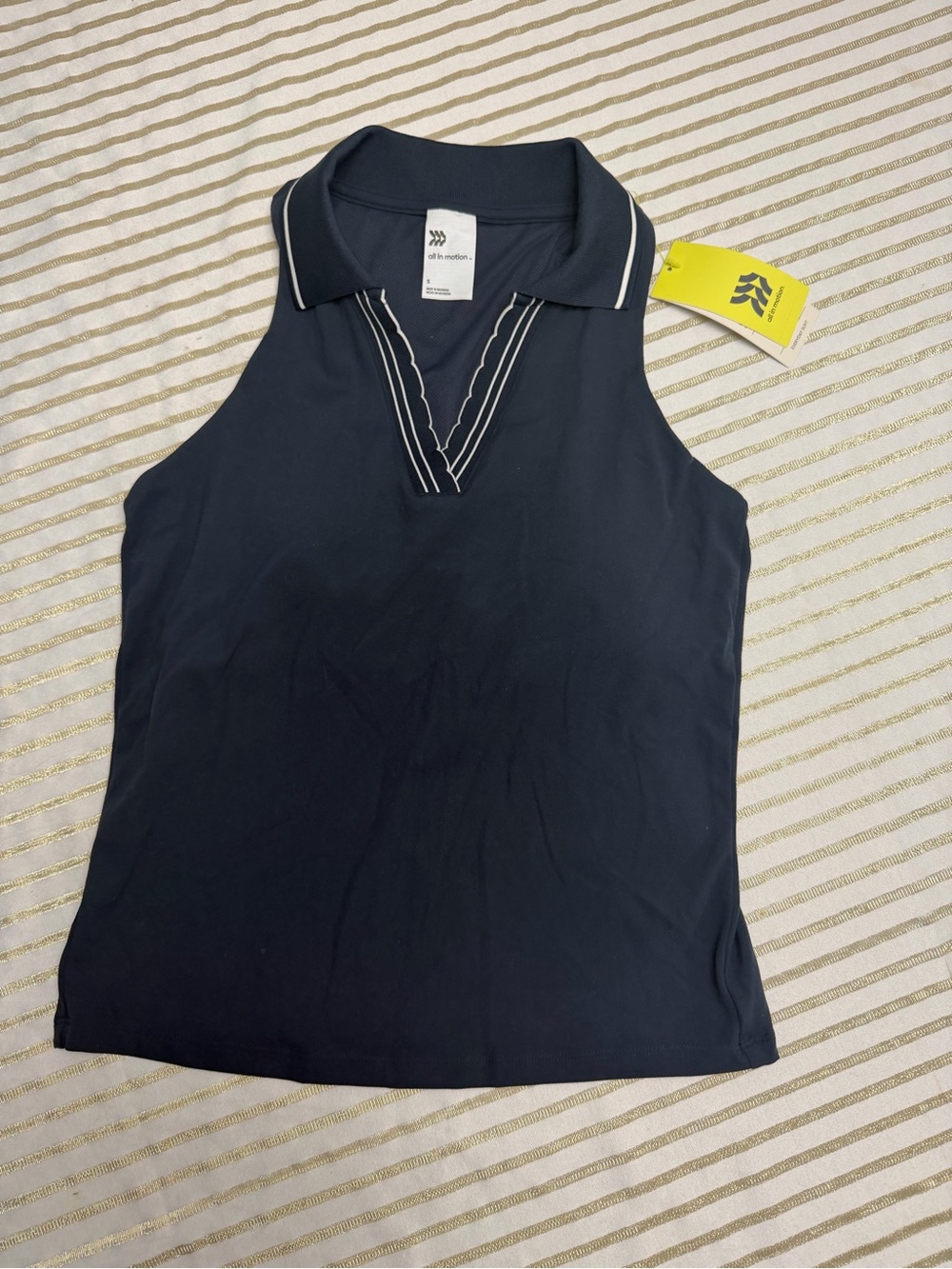 All in Motion Navy  Sleeveless Polo Tank Top